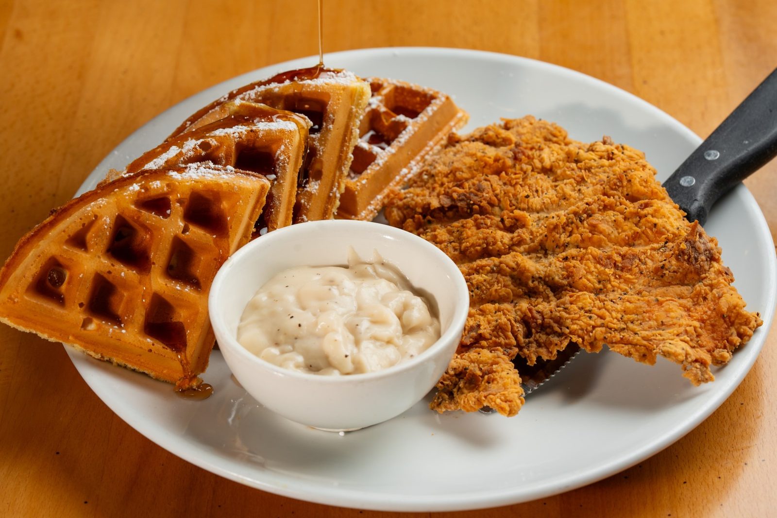 Chicken and waffles as served at Sunview Cafe Anna