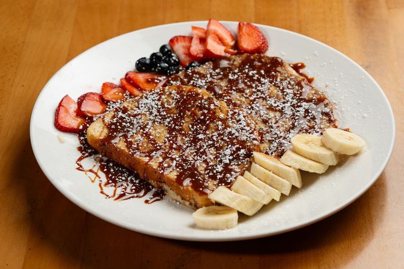 Dulce de leche French Toast with Fruit as served at Sunview Cafe Anna